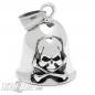 Preview: Totenkopf Biker-Bell aus Edelstahl Skull Cross Bones Motorrad Glücksglocke